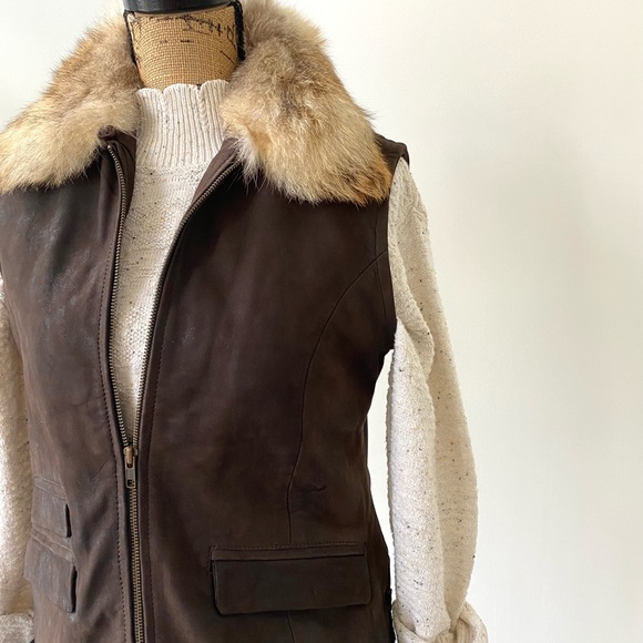 Soft Sheep Leather and Fox Fur Vest - Picture 3 of 7